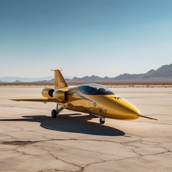 Gold Jet On Desert Runway